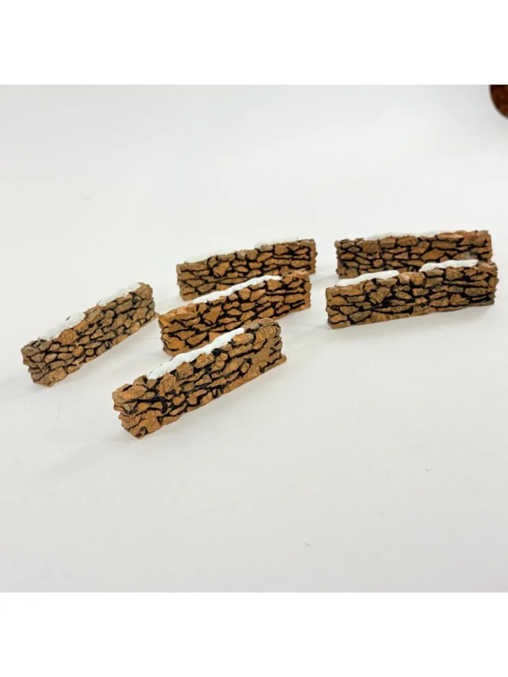Dept 56 Stone Wall Set 52629 Vintage Village Accessory Set of 6 Red Gray Brown